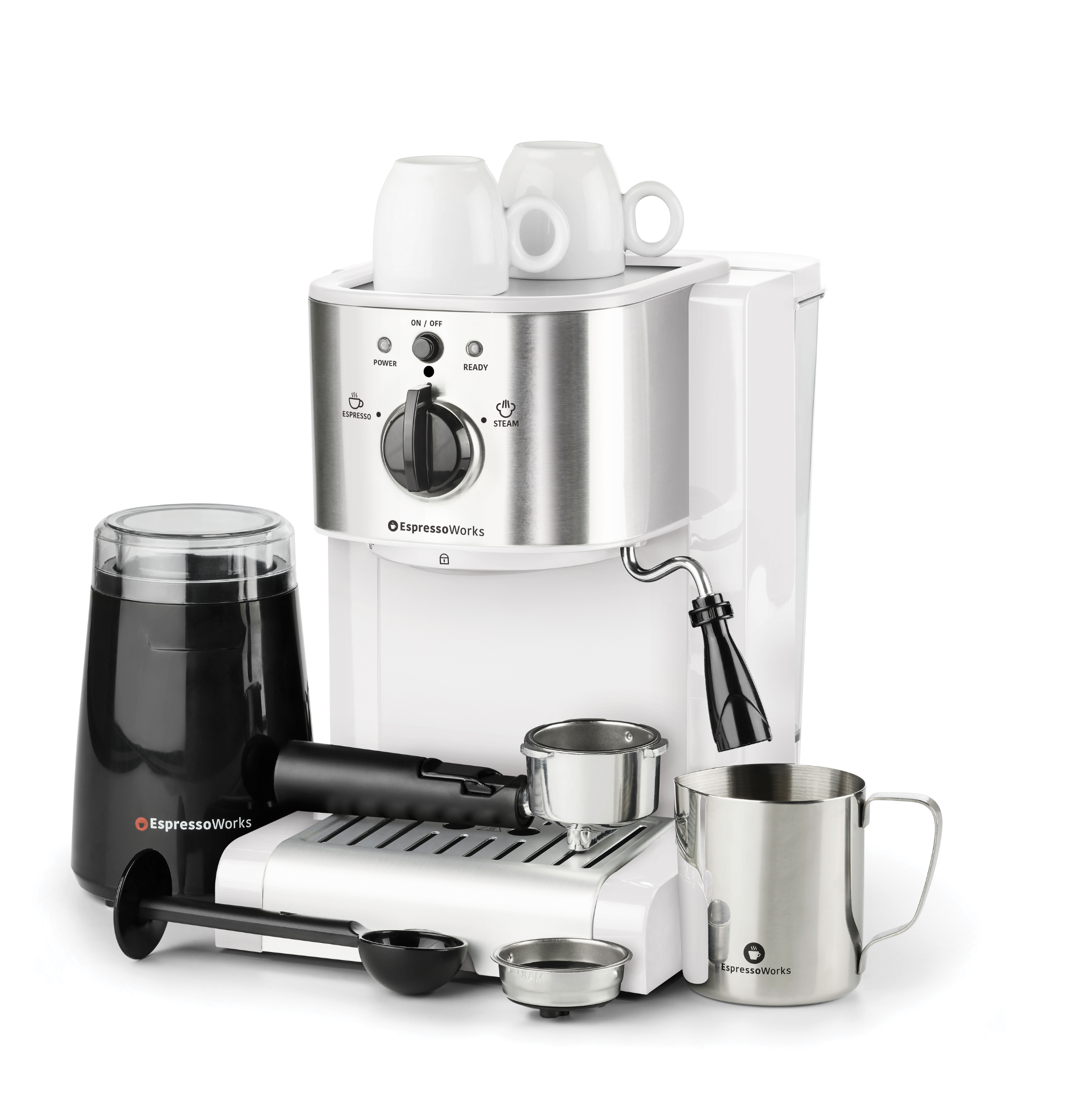 EspressoWorks 7-Piece Home Espresso Machine Set - 15-Bar - White