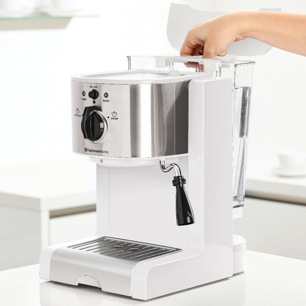 EspressoWorks 7-Piece Home Espresso Machine Set - 15-Bar - White