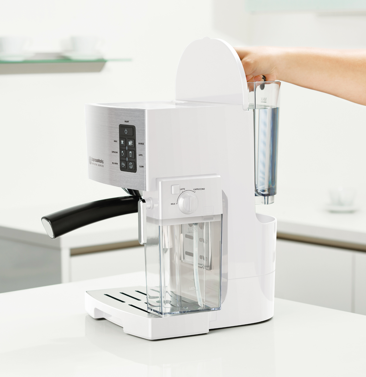 EspressoWorks 10-Piece Espresso & Cappuccino Machine Set - 19-Bar - White