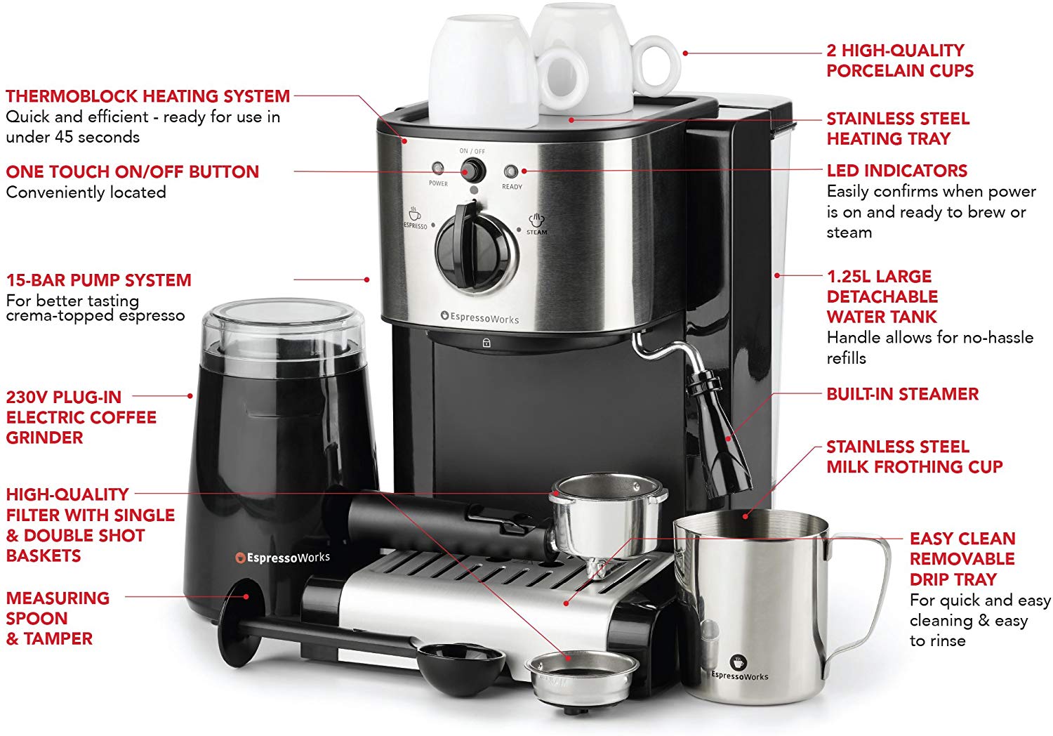 7 Piece EspressoWorks All In One Set Black