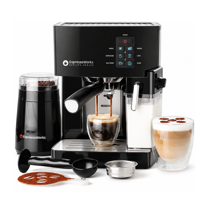 10-Piece Espresso and Cappuccino Maker Set - Black