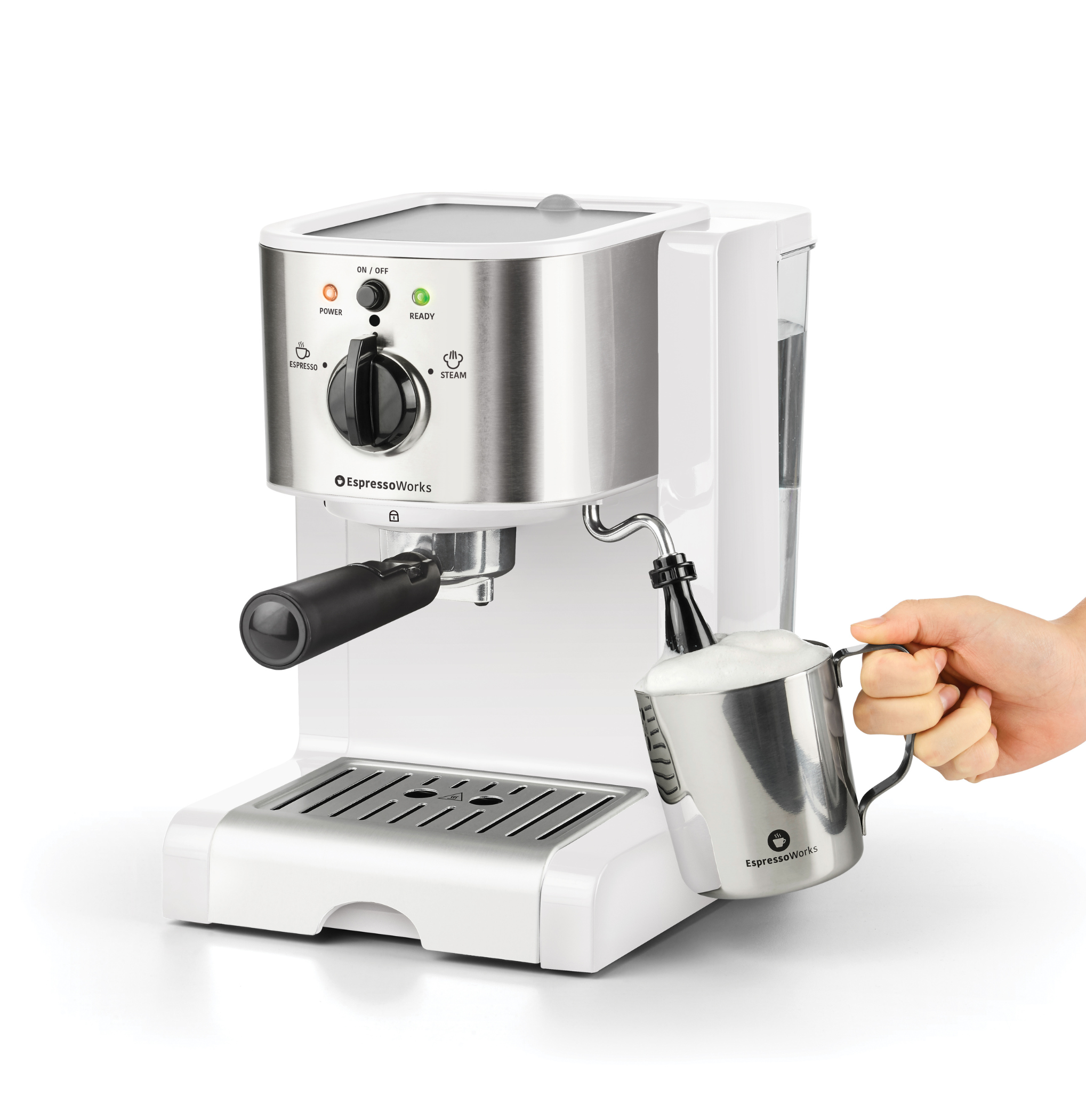 EspressoWorks 7-Piece Home Espresso Machine Set - 15-Bar - White