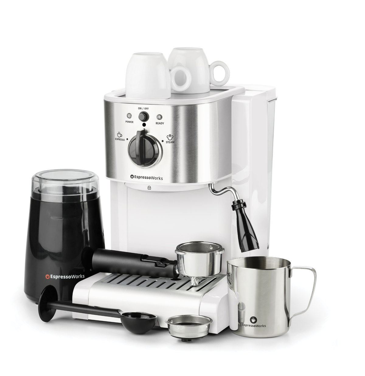 EspressoWorks 7-Piece Home Espresso Machine Set - 15-Bar - White