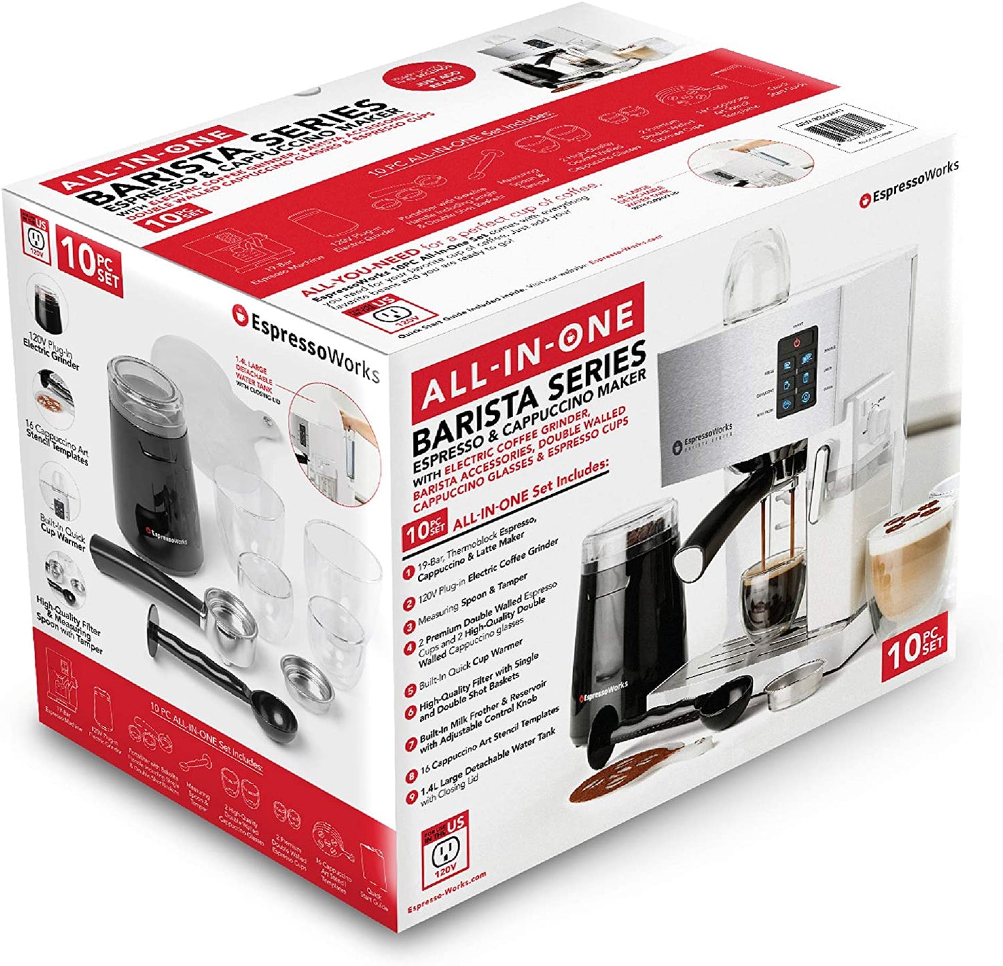 10-Piece Espresso and Cappuccino Maker Set - White